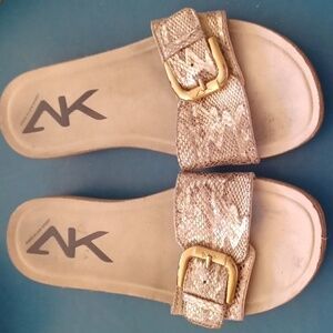 Anne Klein Sport Slides, snake print, sz 8M